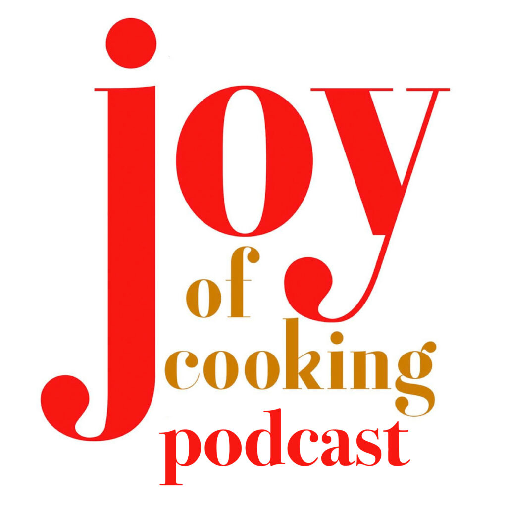 Logo for the Joy of Cooking Podcast on a white background.